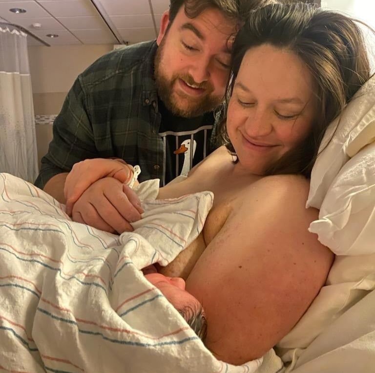 Mom, dad and newborn baby
